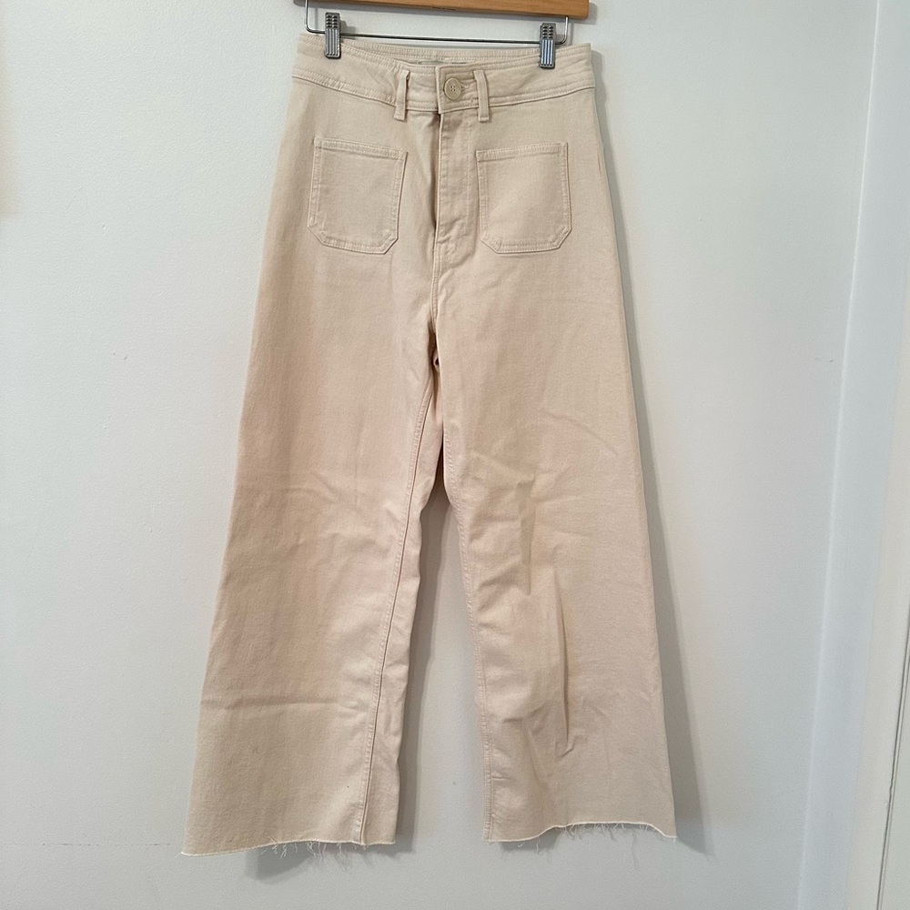 Zara Wide Leg High-Waist Jeans in Cream- NWOT